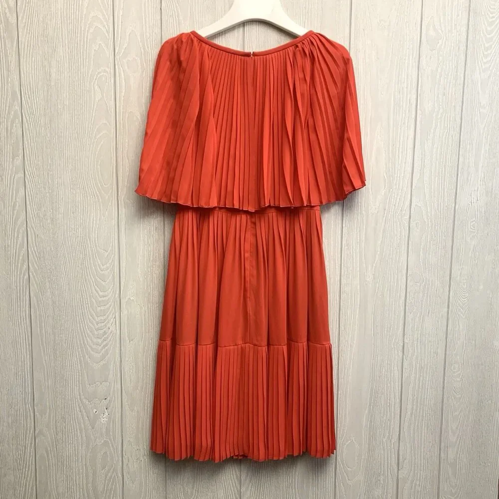 Kate Spade Pleated Cape Dress Persimmon Grove Size 0 NWT